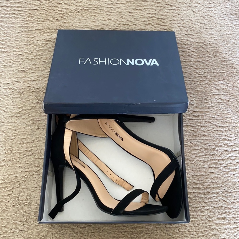 Strapped black heels